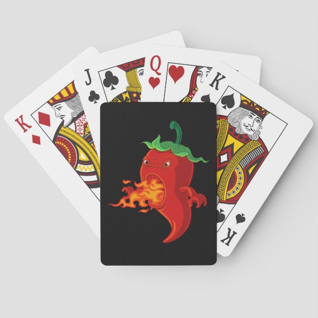 red hot chilli pepper with flame playing cards (Back)