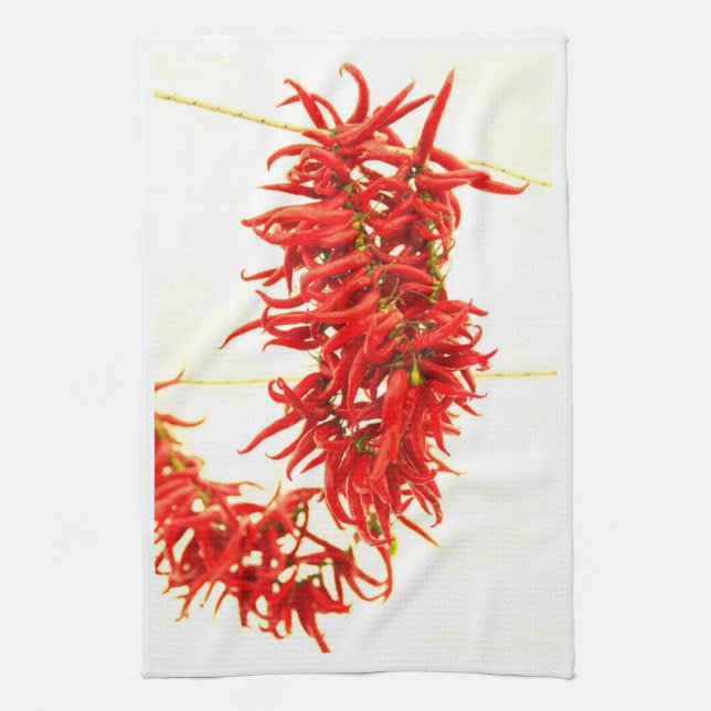 Red Hot Chilli Peppers Hanging to Dry Towel (Vertical)