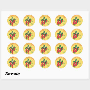 Red Hot Chilli Peppers Mexican Art Text Classic Round Sticker