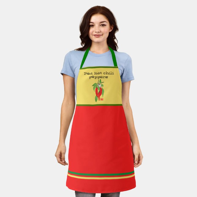 Red Hot Chilli Peppers Mustard All-Over Print Apro Apron (Worn)