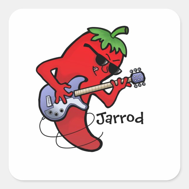 Red Hot Chilli Rocker Square Sticker (Front)