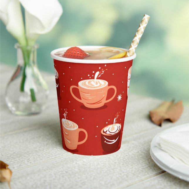 Red Hot Coffee & Cocoa Design Paper Cups (Insitu)