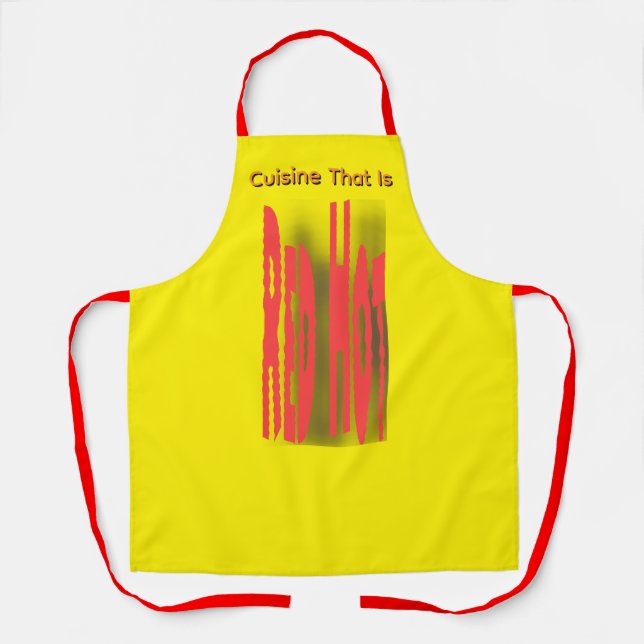 Red Hot Cuisine Bright Yellow  Apron (Front)