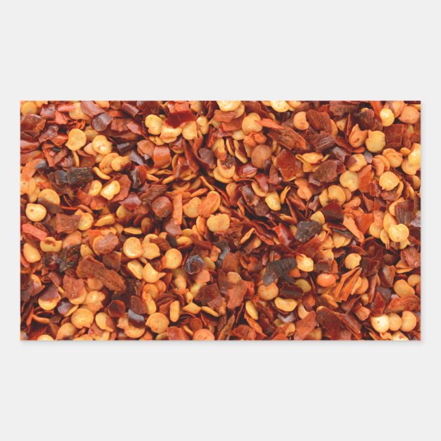 Red hot dried chilli flakes rectangular sticker (Front)