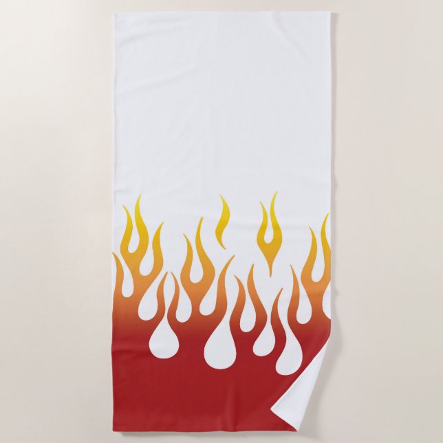 Red Hot Flames Beach Towel (Front)
