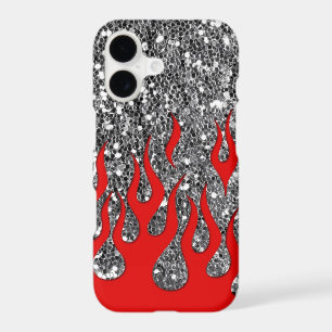 Red Hot Flames on Silver Glitter Look