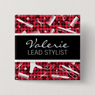 Red Hot Glam Hair Salon Name Badge