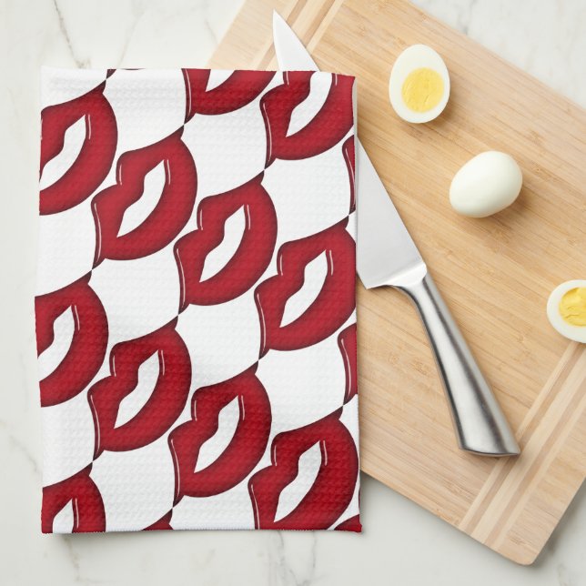 Red Hot Lips Kitchen Towel (Quarter Fold)