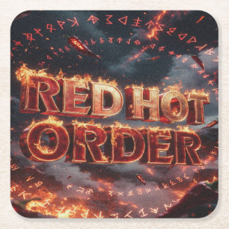 Red Hot Order Square Paper Coaster