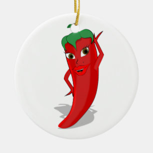 Red Hot Pepper Diva Ceramic Tree Decoration