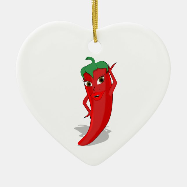 Red Hot Pepper Diva Ceramic Tree Decoration (Front)