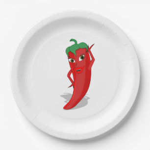 Red Hot Pepper Diva Classic Paper Plate