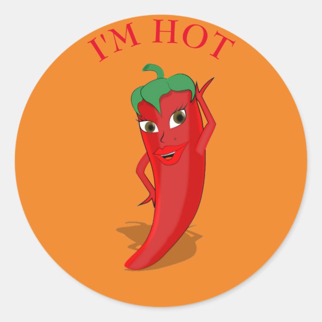 Red Hot Pepper Diva Classic Round Sticker (Front)