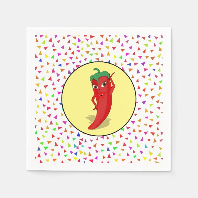 Red Hot Pepper Diva Confetti Pattern Napkin (Front)