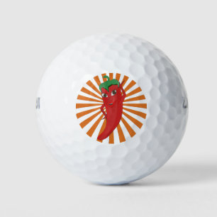 Red Hot Pepper Diva Faux Embroidery Print Golf Balls