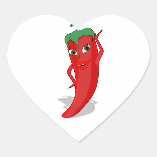 Red Hot Pepper Diva Heart Sticker (Front)