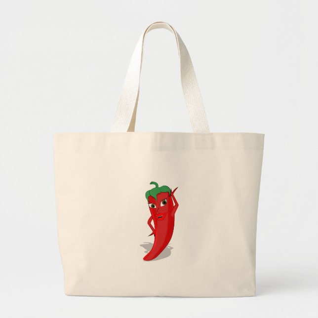 Red Hot Pepper Diva Large Large Tote Bag (Front)