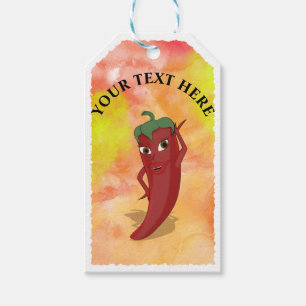 Red Hot Pepper Diva on Watercolor Painting Gift Tags