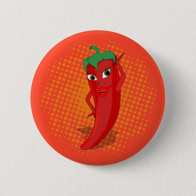 Red Hot Pepper Diva Orange Dot 6 Cm Round Badge (Front)
