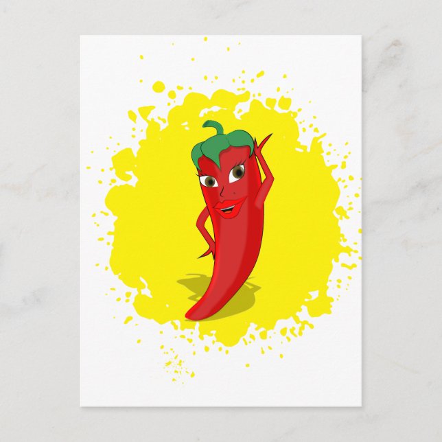 Red Hot Pepper Diva Paint Splatter Postcard (Front)