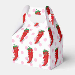 Red Hot Pepper Diva Pink Polka Dots Favour Boxes
