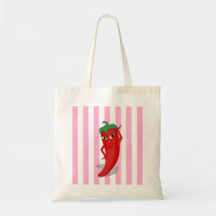 Red Hot Pepper Diva Pink White Stripes  Tote Bag