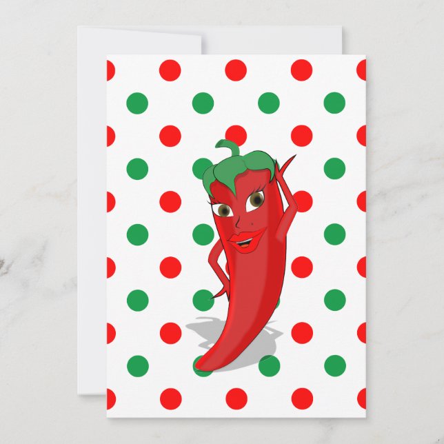 Red Hot Pepper Diva Red Green Polka Dots  Invitati Invitation (Front)