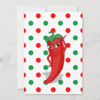 Red Hot Pepper Diva Red Green Polka Dots Invitati