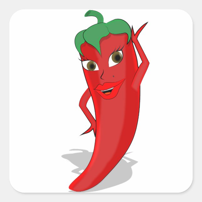 Red Hot Pepper Diva Square Sticker (Front)