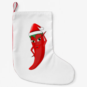 Red Hot Pepper Diva With Santas Hat Small Christmas Stocking