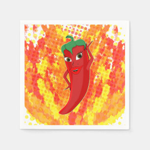 Red Hot Pepper Fire Flames Napkin