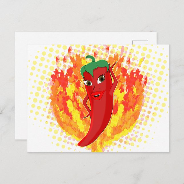 Red Hot Pepper Fire Flames  Postcard (Front/Back)