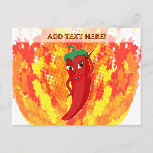 Red Hot Pepper Fire Flames  Postcard (Front)