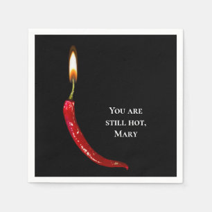 red hot pepper with candle flame birthday napkin