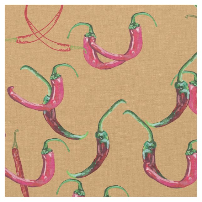 Red Hot peppers  Fabric (Close Up)