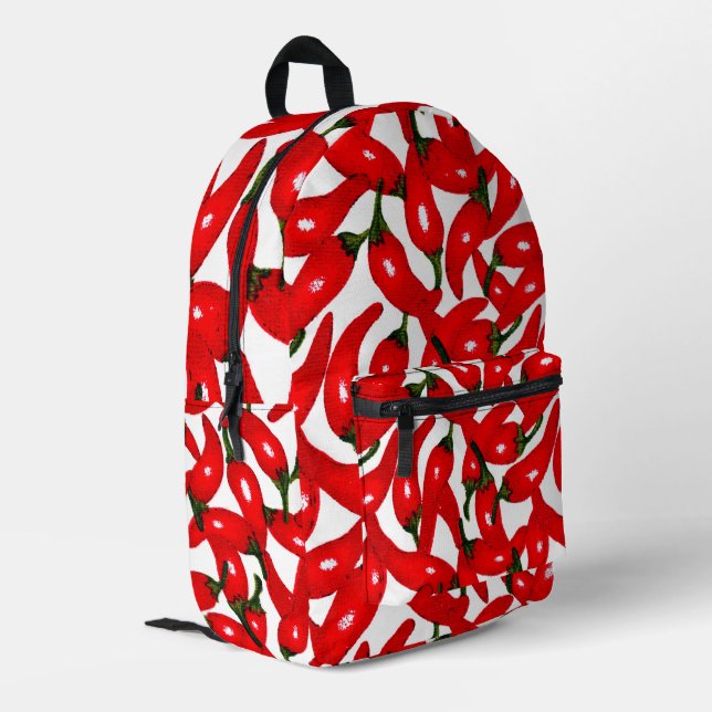 Red Hot Peppers Spicy  Printed Backpack (Back Corner Left)