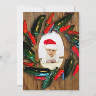 Red Hot Peppers Wreath Photo Christmas Card