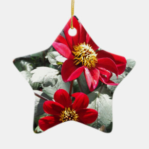 red hot pink daisy / daisies flowers ceramic tree decoration