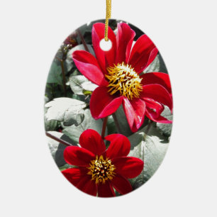 red hot pink daisy / daisies flowers ceramic tree decoration