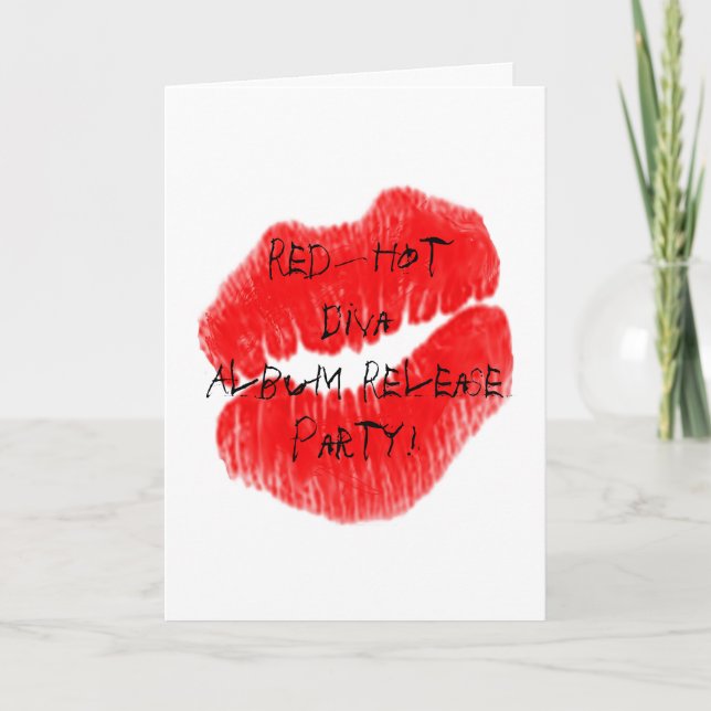 Red Hot Rock Diva Lips V Invitation (Front)