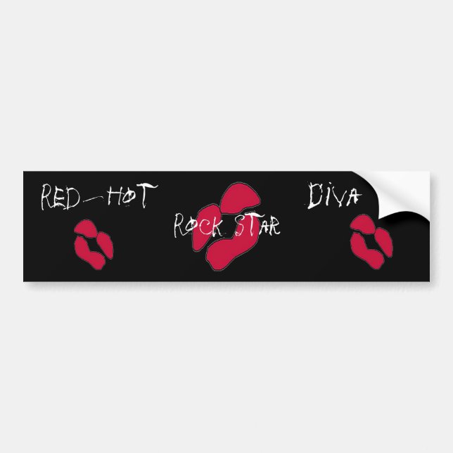 Red Hot Rock Star Diva Lips I Bumper Sticker (Front)