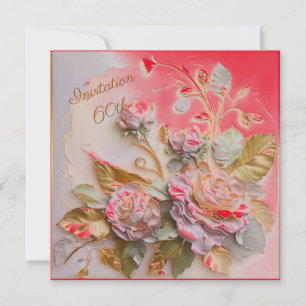 Red Hot Rose gold Sculptured Roses 60th Save The Date