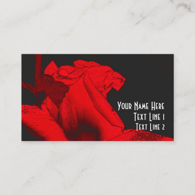 Red Hot Rosebud Floral Art Business Card (Front)