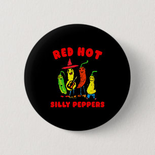 Red Hot Silly Peppers, Funny  6 Cm Round Badge