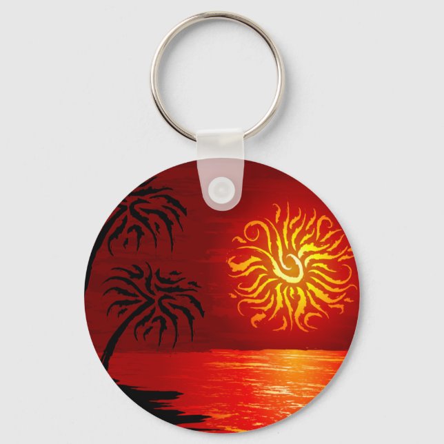 Red Hot Tropical Sunset Key Ring (Front)