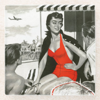Red Hot Woman Glass Coaster