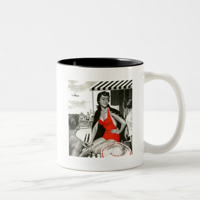 Red Hot Woman Two-Tone Coffee Mug (Right)