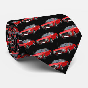 Red Hotrod 1970s Car Pattern Tie