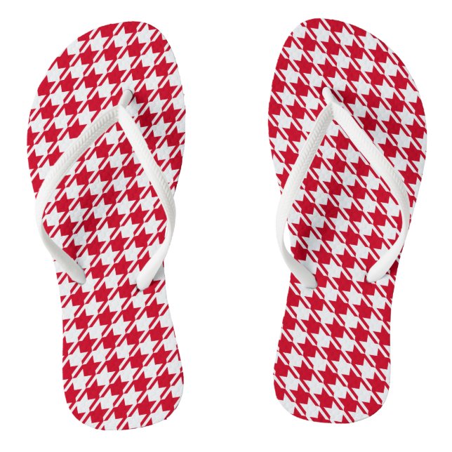 Red Houndstooth Repeating Pattern Jandals (Footbed)
