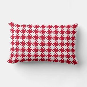 Red Houndstooth Repeating Pattern Lumbar Cushion